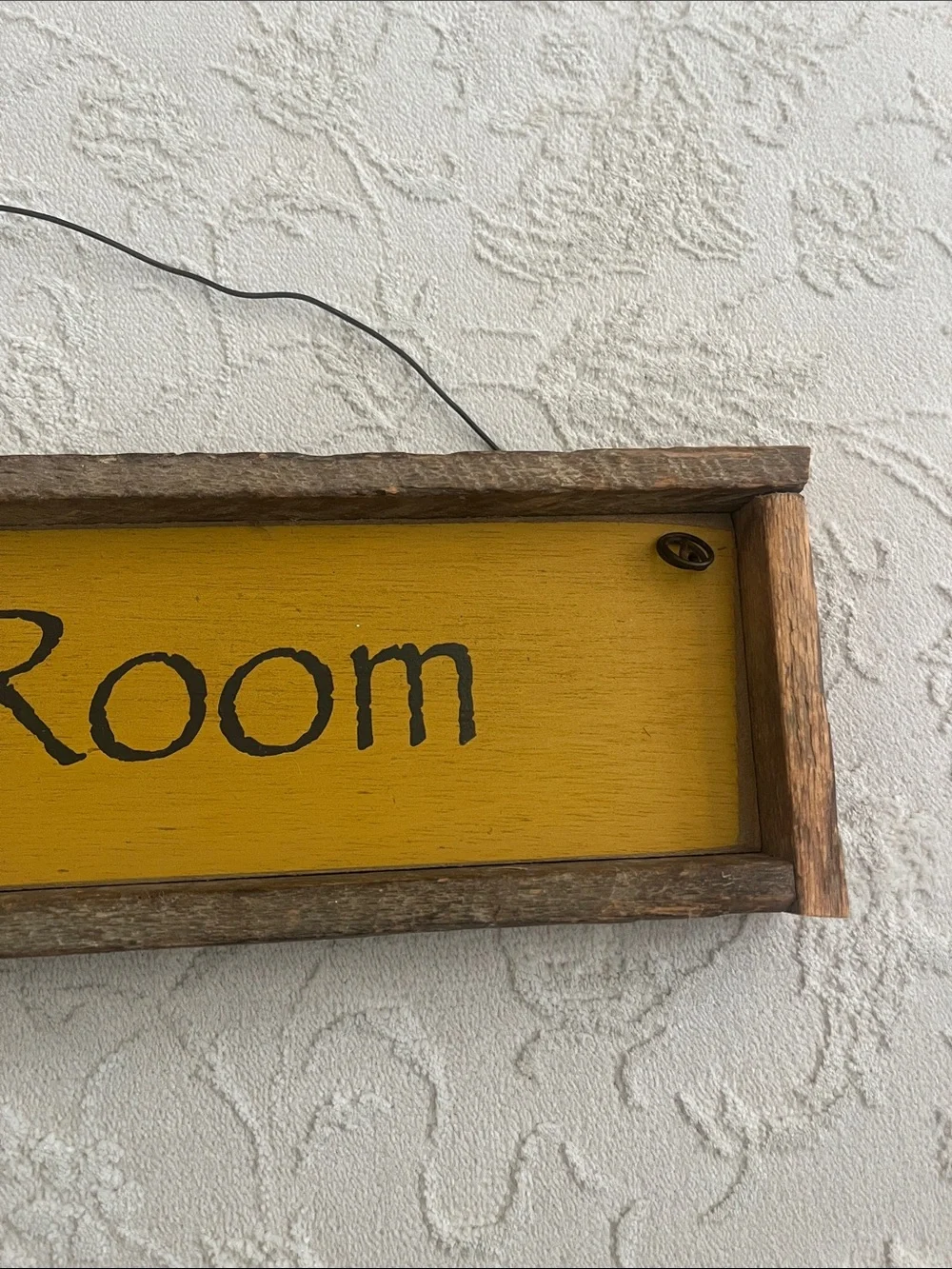 Gathering Room Wooden Wall Sign Yellow Rustic Primitive Farmhouse
